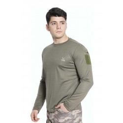 Vogel Yakasız Uzun Kol Tişört Haki